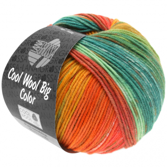 Cool Wool Big Color Lana Grossa 100g 4001 Honiggelb/Mandarin/Lachs/Khaki/Hellgrün/,Petrol