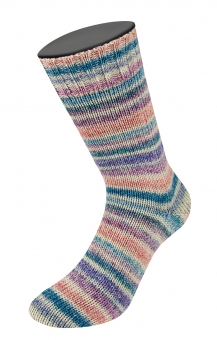 Cool Wool 4 Socks Print Lana Grossa %%% - 7760 Dunkelblau/Zartgrau/Graublau/Fliederlila/ Fuchsia/Rot