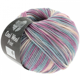 Cool Wool Print Lana Grossa 792 silbergrau/mint/flieder/blassrosa